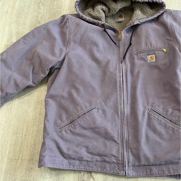 Carhartt Sherpa Lined Sandstone Duck Jacket Coat WJ141 Womens XL Lilac Workwear - Picture 4 of 15